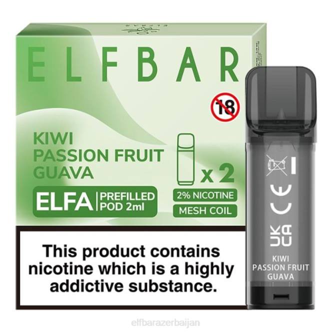 ELFBAR Elfa Pre-Filled Pod - 2ml - 20mg (2 Pack) P06N117 Kiwi Passion Fruit Guava